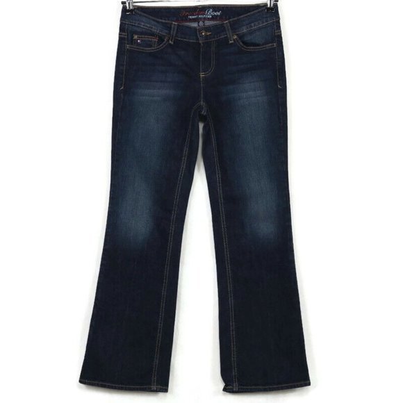 Tommy Hilfiger Freedom Boot Bootcut Jeans Flap Pockets Dark 6 Short‎ - Picture 2 of 9